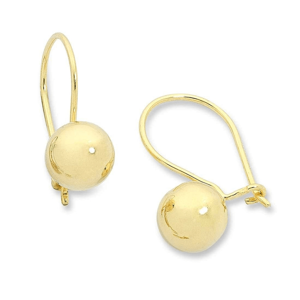8mm Euro Ball Hoops in 9kt Yellow Gold Earrings Bevilles 