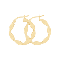15mm Ribbon Twist Hoop Earrings in 9kt Yellow Gold Earrings Bevilles 