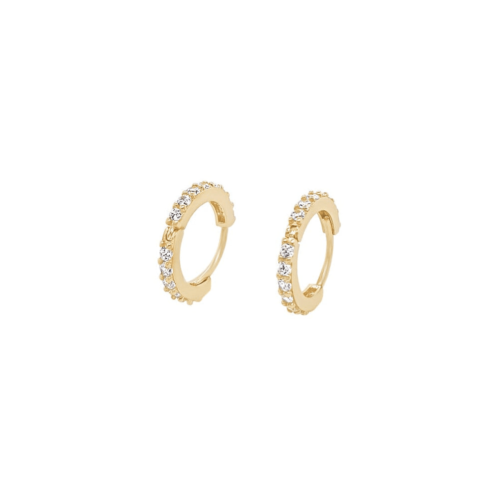 10mm Claw Set Cubic Zirconia Huggie Earrings in 9kt Yellow Gold Earrings Bevilles 