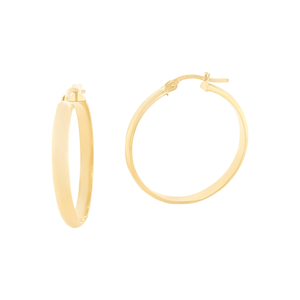 25mm Half Round Hoop Earrings in 9kt Yellow Gold Earrings Bevilles 