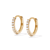 9mm Claw Set Cubic Zirconia Huggie Earrings in 9kt Yellow Gold Earrings Bevilles 
