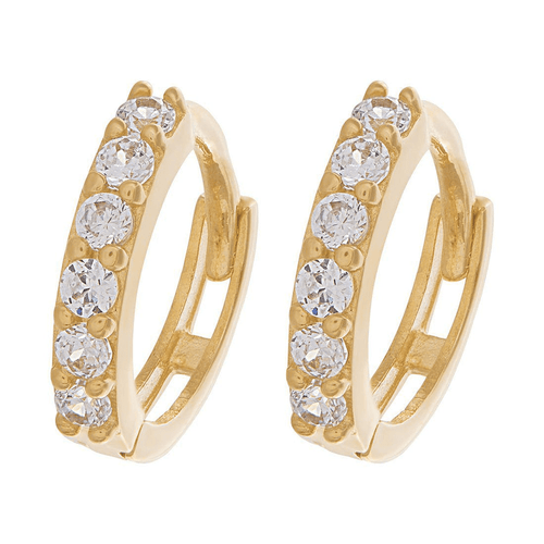 9mm Claw Set Cubic Zirconia Huggie Earrings in 9kt Yellow Gold Earrings Bevilles 