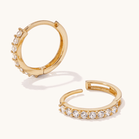 9mm Claw Set Cubic Zirconia Huggie Earrings in 9kt Yellow Gold Earrings Bevilles 