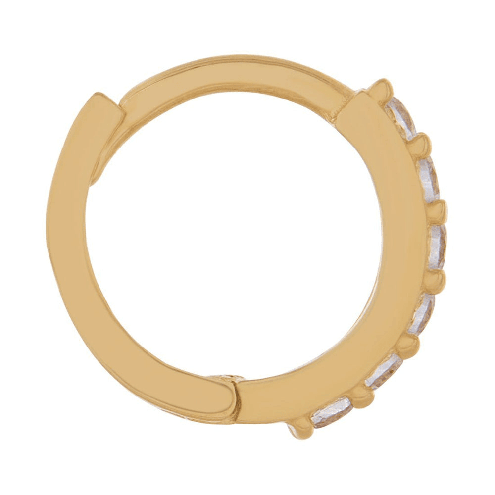 7mm Claw Set Cubic Zirconia Huggie Earrings in 9kt Yellow Gold Earrings Bevilles 