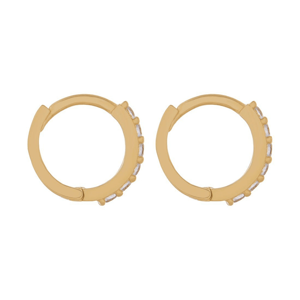 7mm Claw Set Cubic Zirconia Huggie Earrings in 9kt Yellow Gold Earrings Bevilles 
