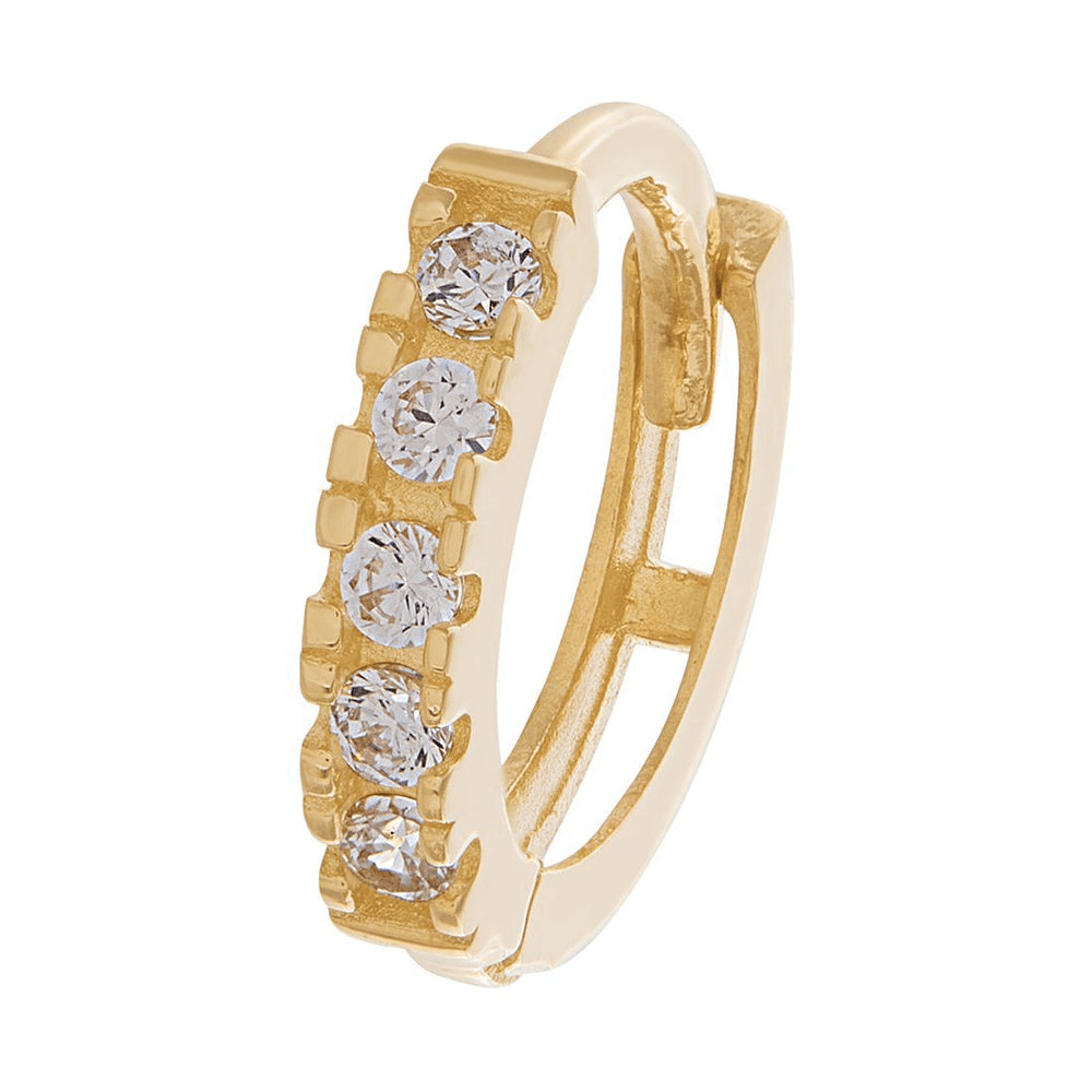9mm Claw Set Cubic Zirconia Huggie Earrings in 9kt Yellow Gold Earrings Bevilles 