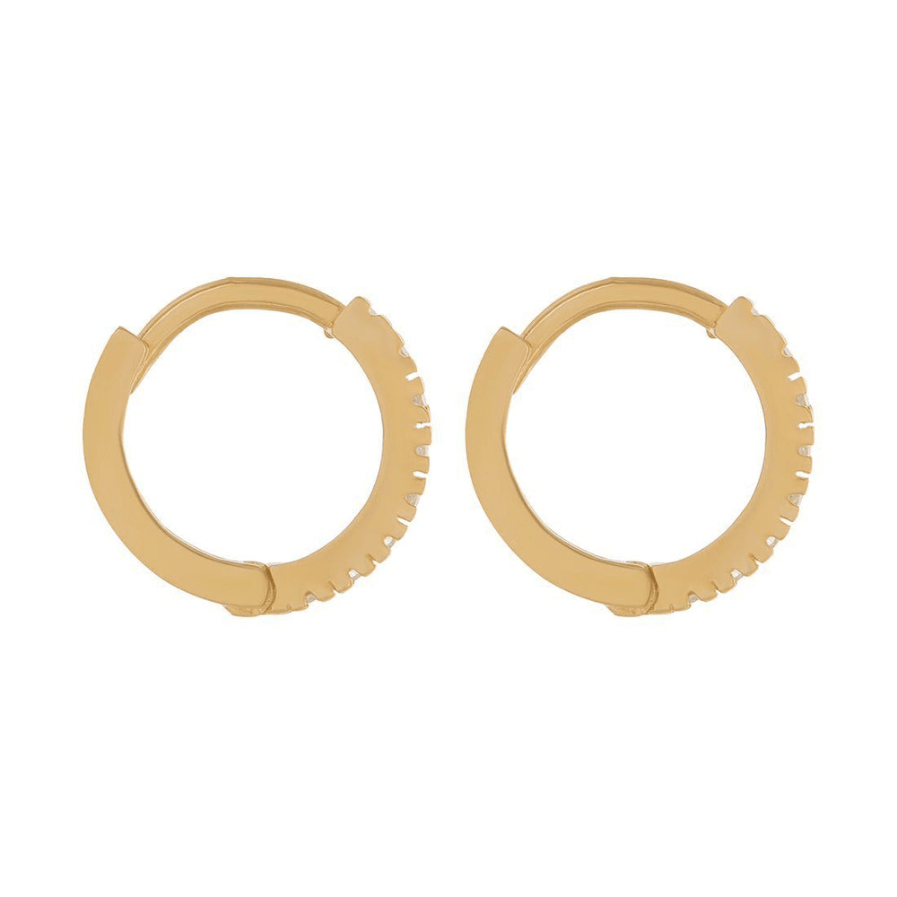 9mm Claw Set Cubic Zirconia Huggie Earrings in 9kt Yellow Gold Earrings Bevilles 