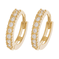 7mm Claw Set Cubic Zirconia Huggie Earrings in 9kt Yellow Gold Earrings Bevilles 