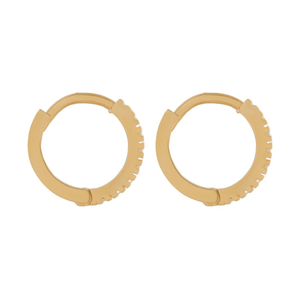 7mm Claw Set Cubic Zirconia Huggie Earrings in 9kt Yellow Gold Earrings Bevilles 