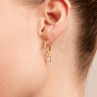 9kt Bonded Bonded Gold Silver Filled Hoop Earrings with Cubic Zirconia Drop Earrings Bevilles 