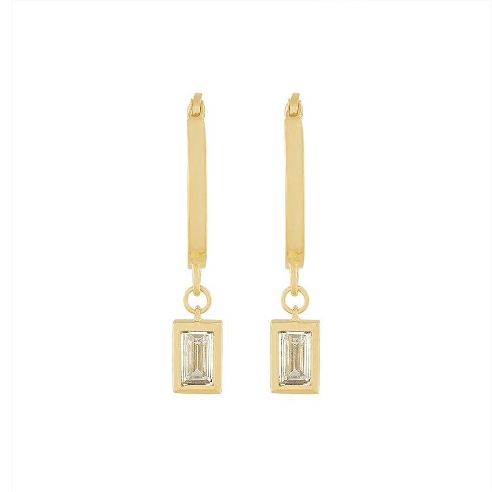9kt Bonded Bonded Gold Silver Filled Hoop Earrings with Cubic Zirconia Drop Earrings Bevilles 