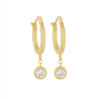 9kt Bonded Bonded Gold Silver Filled Hoop Earrings with Cubic Zirconia Drop Earrings Bevilles 