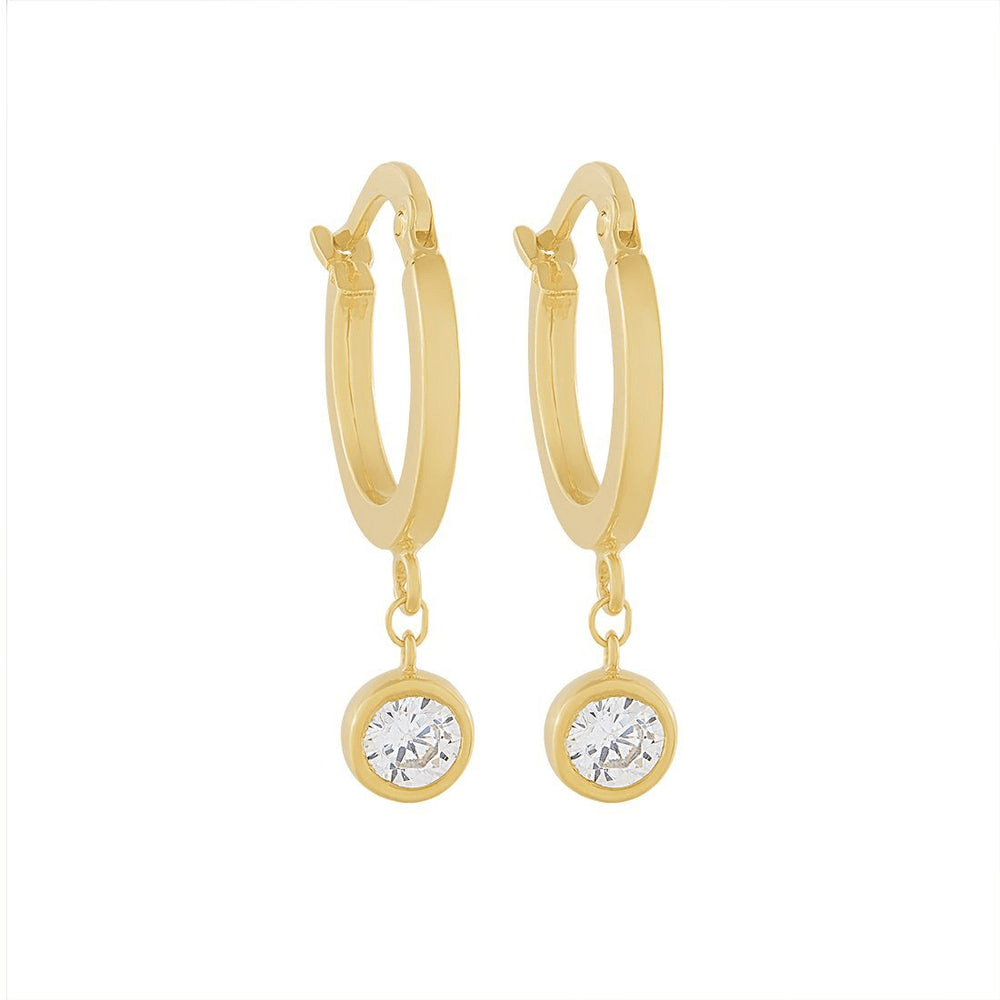9kt Bonded Bonded Gold Silver Filled Hoop Earrings with Cubic Zirconia Drop Earrings Bevilles 