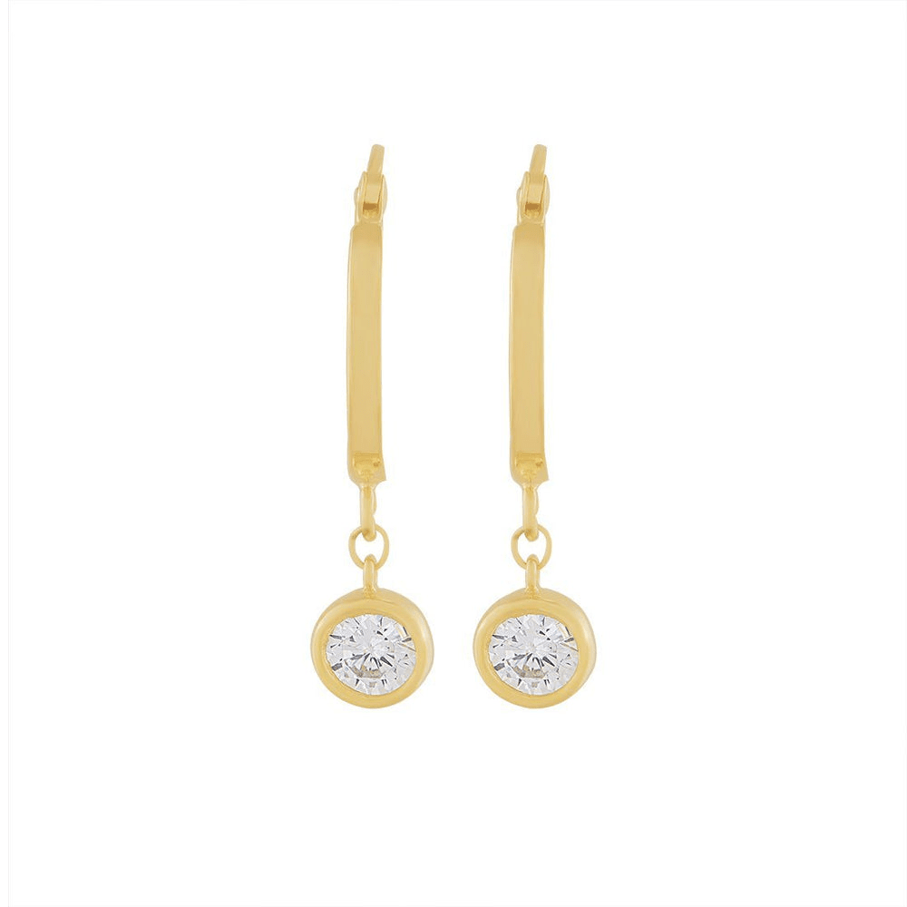 9kt Bonded Bonded Gold Silver Filled Hoop Earrings with Cubic Zirconia Drop Earrings Bevilles 