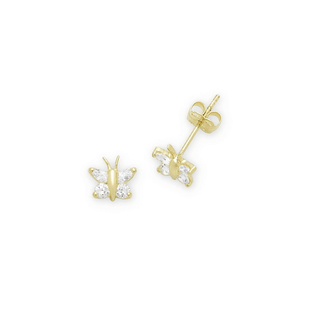 Marquise Cubic Zirconia Butterfly Stud Earrings in 9kt Yellow Gold Earrings Bevilles 