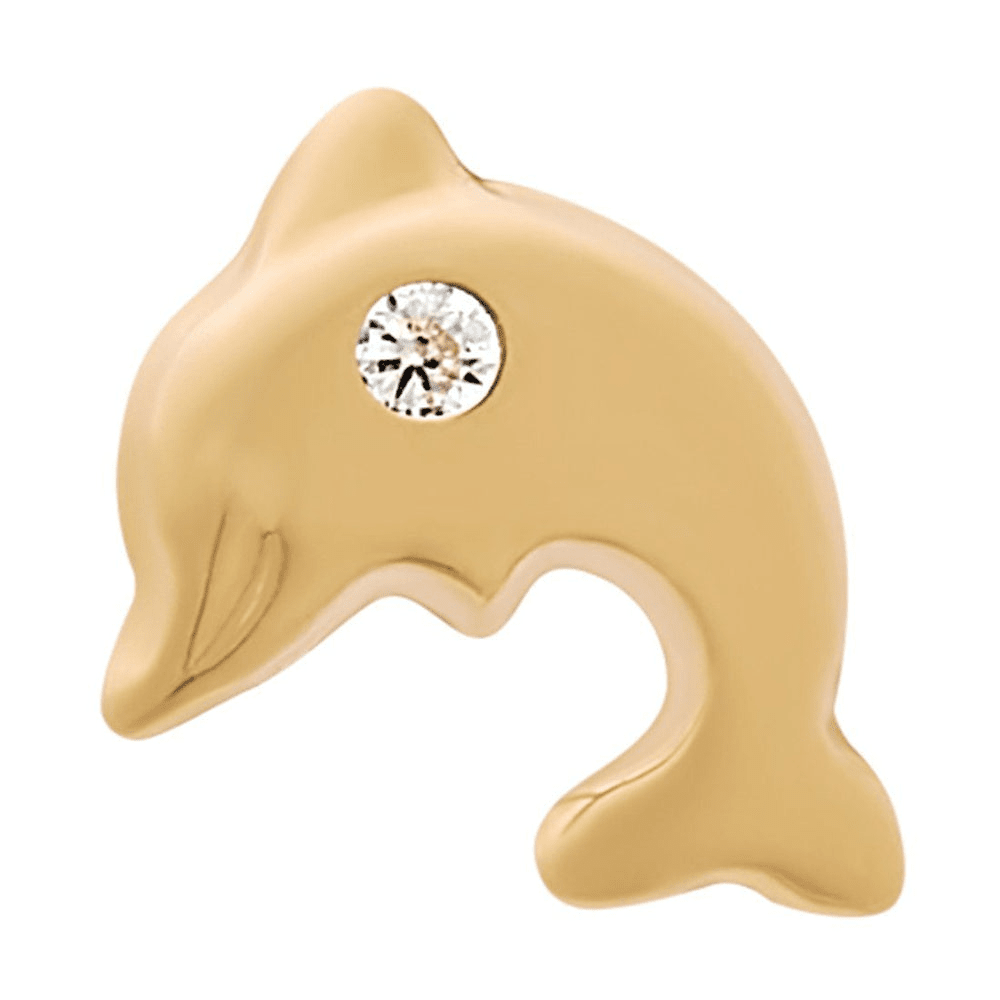 Cubic Zirconia Dolphin Stud Earrings in 9kt Yellow Gold Earrings Bevilles 