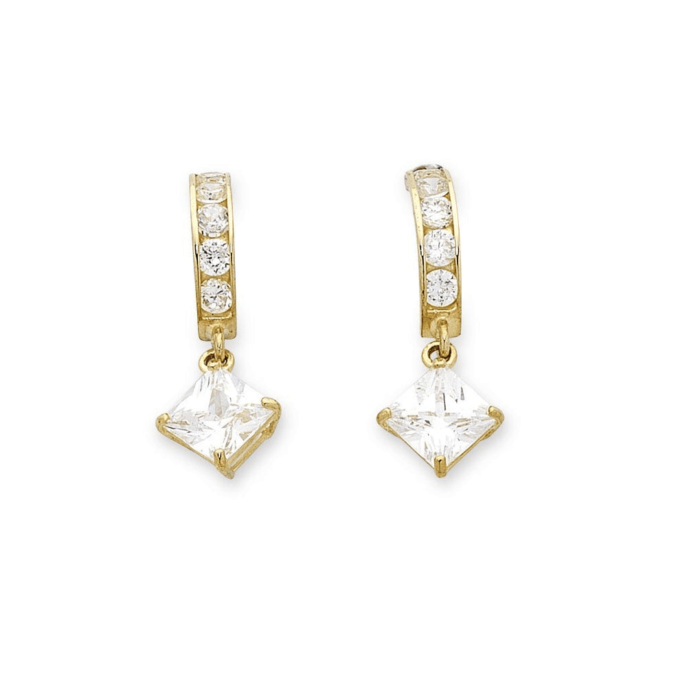 Cubic Zirconia Drop Stud Earrings in 9kt Yellow Gold Earrings Bevilles 