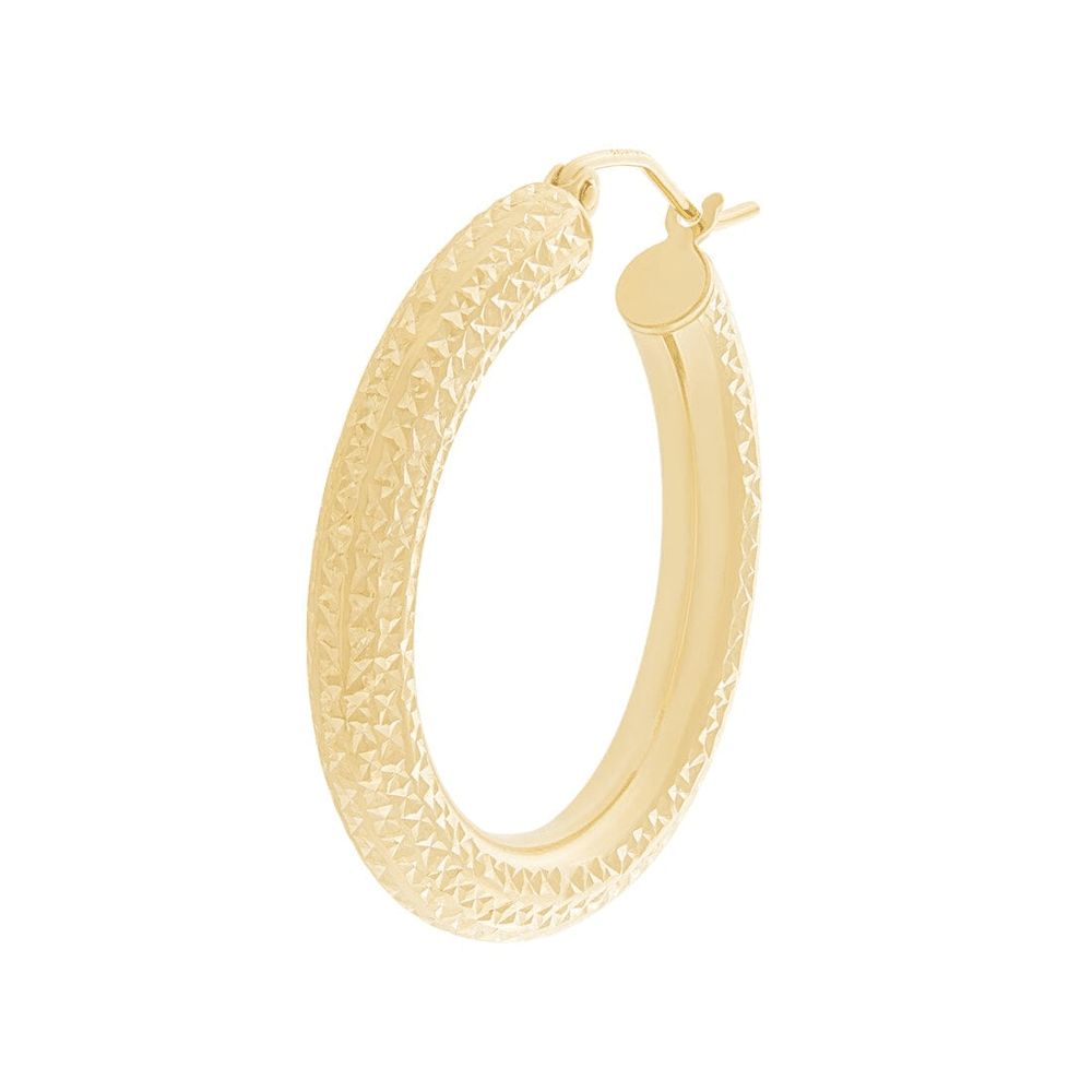 9kt Bonded Gold Silver Filled 20mm Diamond Cut Hoop Earrings Earrings Bevilles 