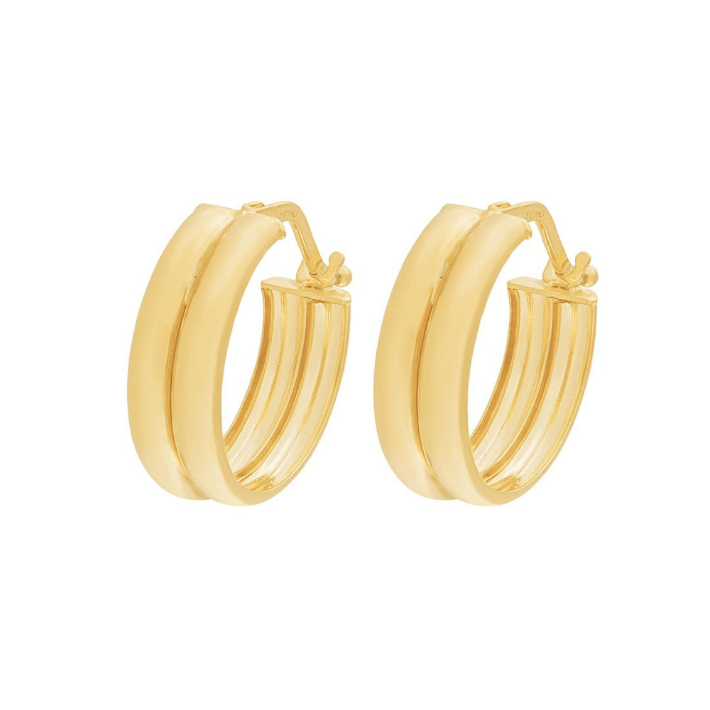 Double Round Hoop Earrings 20mm in 9kt Bonded Gold Silver Filled Silver Infusion Earrings Bevilles 
