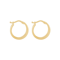 Double Round Hoop Earrings 20mm in 9kt Bonded Gold Silver Filled Silver Infusion Earrings Bevilles 