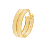 Double Round Hoop Earrings 20mm in 9kt Bonded Gold Silver Filled Silver Infusion Earrings Bevilles 