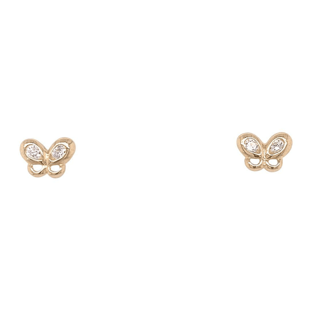 Cubic Zirconia Butterfly Stud Earrings in 9kt Yellow Gold Earrings Bevilles 