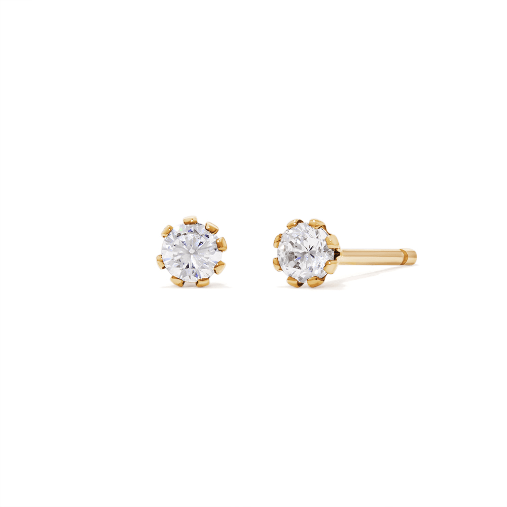 3mm Round Cubic Zirconia Stud Earrings in Bonded Bonded Gold Silver Filled Earrings Bevilles 