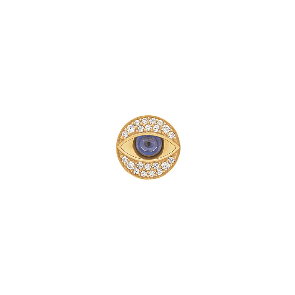 Cubic Zirconia and Enamel Evil Eye Stud Earrings in 9kt Bonded Gold Silver Filled Earrings Bevilles 