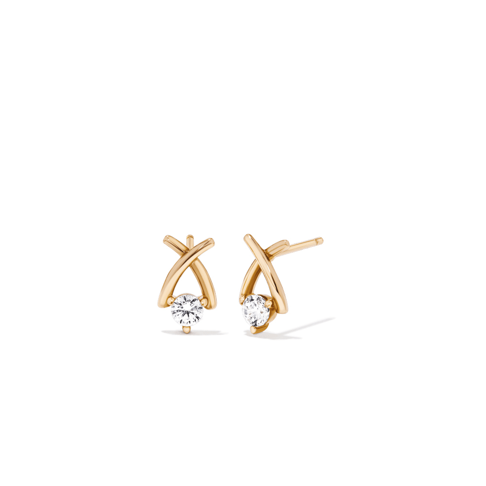 Cubic Zirconia XO Stud Earrings in 9kt Bonded Gold Silver Filled Earrings Bevilles 