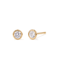 4mm Bezel Set Cubic Zirconia Stud Earrings in 9kt Bonded Gold Silver Filled Earrings Bevilles 