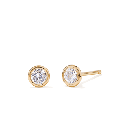 4mm Bezel Set Cubic Zirconia Stud Earrings in 9kt Yellow Bonded Gold Earrings Bevilles 
