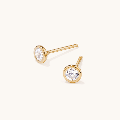 4mm Bezel Set Cubic Zirconia Stud Earrings in 9kt Yellow Bonded Gold Earrings Bevilles 