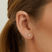4mm Bezel Set Cubic Zirconia Stud Earrings in 9kt Bonded Gold Silver Filled Earrings Bevilles 