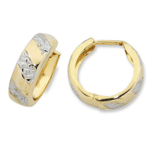 9ct Two Tone Gold Silver Infused Hoop Earrings Earrings Bevilles 