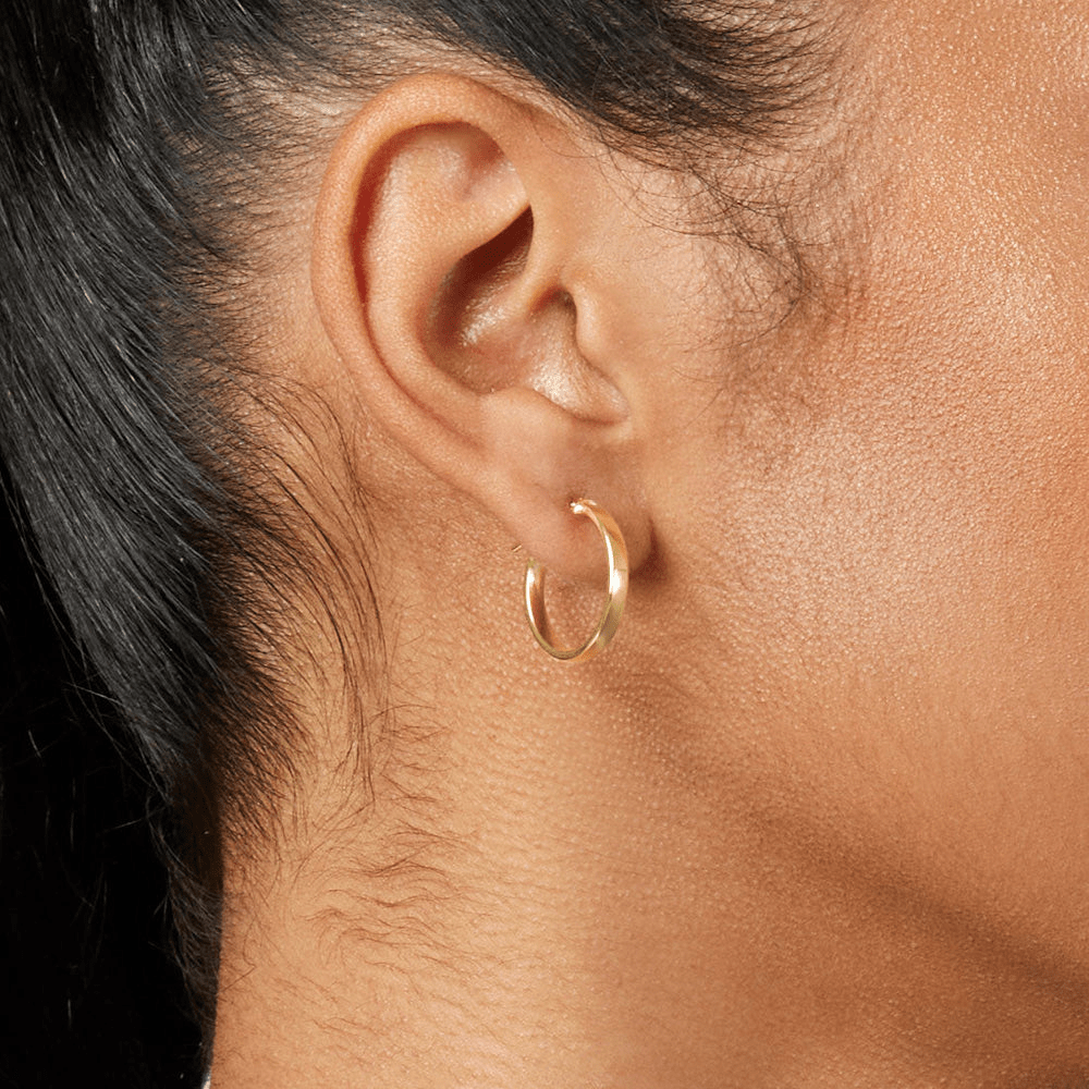 15mm Wide Hoop Earrings in 9kt Bonded Gold Silver Filled Earrings Bevilles 