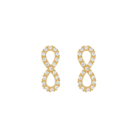 Cubic Zirconia Infinity Stud Earrings in 9kt Bonded Gold Silver Filled Earrings Bevilles 
