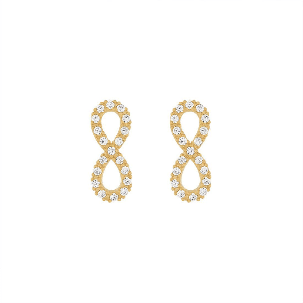 Cubic Zirconia Infinity Stud Earrings in 9kt Bonded Gold Silver Filled Earrings Bevilles 