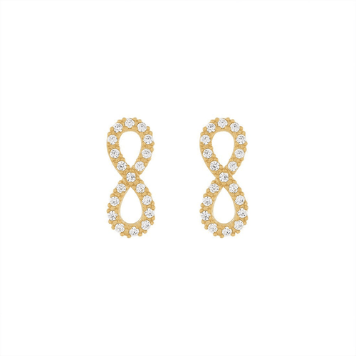Cubic Zirconia Infinity Stud Earrings in 9kt Bonded Gold Silver Filled Earrings Bevilles 