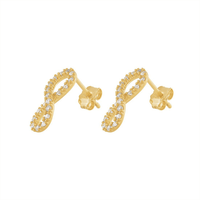 Cubic Zirconia Infinity Stud Earrings in 9kt Bonded Gold Silver Filled Earrings Bevilles 