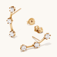 Cubic Zirconia Star Climber Stud Earrings in 9kt Yellow Bonded Gold Earrings Bevilles 