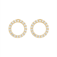 Cubic Zirconia Circle Studs in 9kt Bonded Gold Silver Filled Earrings Bevilles 