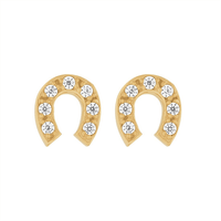 Cubic Zirconia Horse Shoe Stud Earrings in 9kt Bonded Gold Silver Filled Earrings Bevilles 