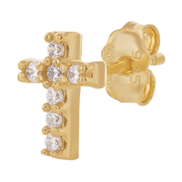 Cubic Zirconia Cross Studs in 9kt Bonded Gold Silver Filled Earrings Bevilles 