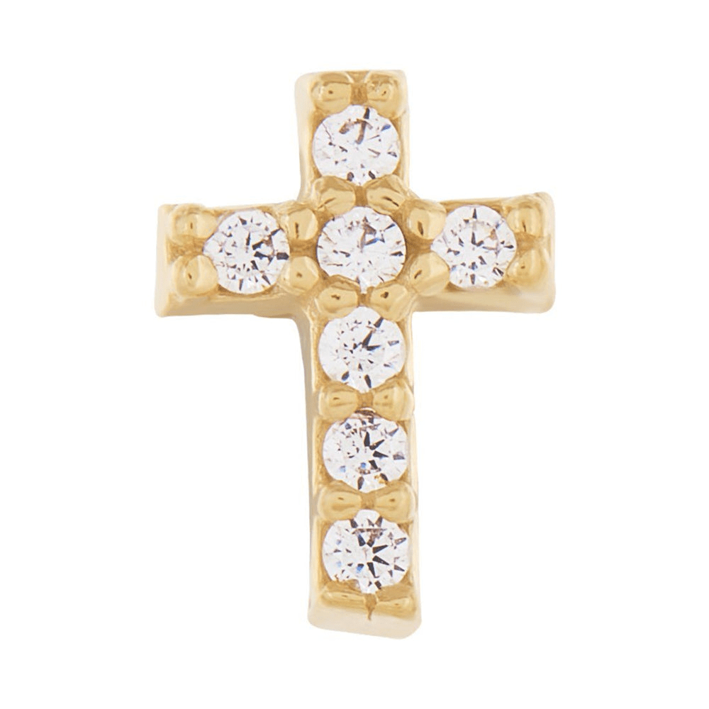 Cubic Zirconia Cross Studs in 9kt Bonded Gold Silver Filled Earrings Bevilles 