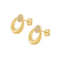 Cubic Zirconia Door Knocker Stud Earrings in 9kt Bonded Gold Silver Filled Earrings Bevilles 