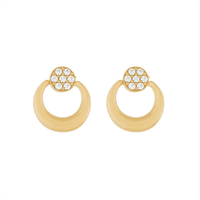 Cubic Zirconia Door Knocker Stud Earrings in 9kt Bonded Gold Silver Filled Earrings Bevilles 