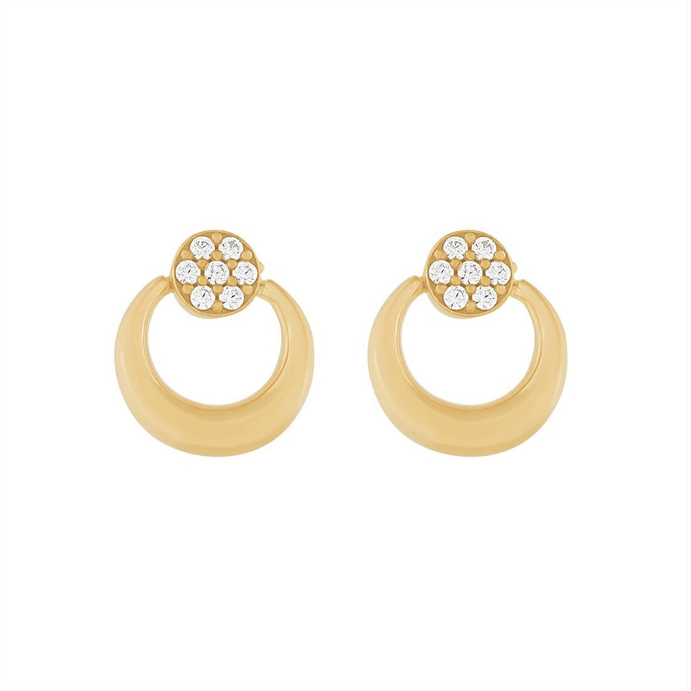 Cubic Zirconia Door Knocker Stud Earrings in 9kt Bonded Gold Silver Filled Earrings Bevilles 