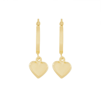 Heart Charm Hoop Earrings in 9kt Bonded Gold Silver Filled Earrings Bevilles 