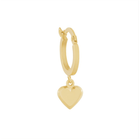 Heart Charm Hoop Earrings in 9kt Bonded Gold Silver Filled Earrings Bevilles 