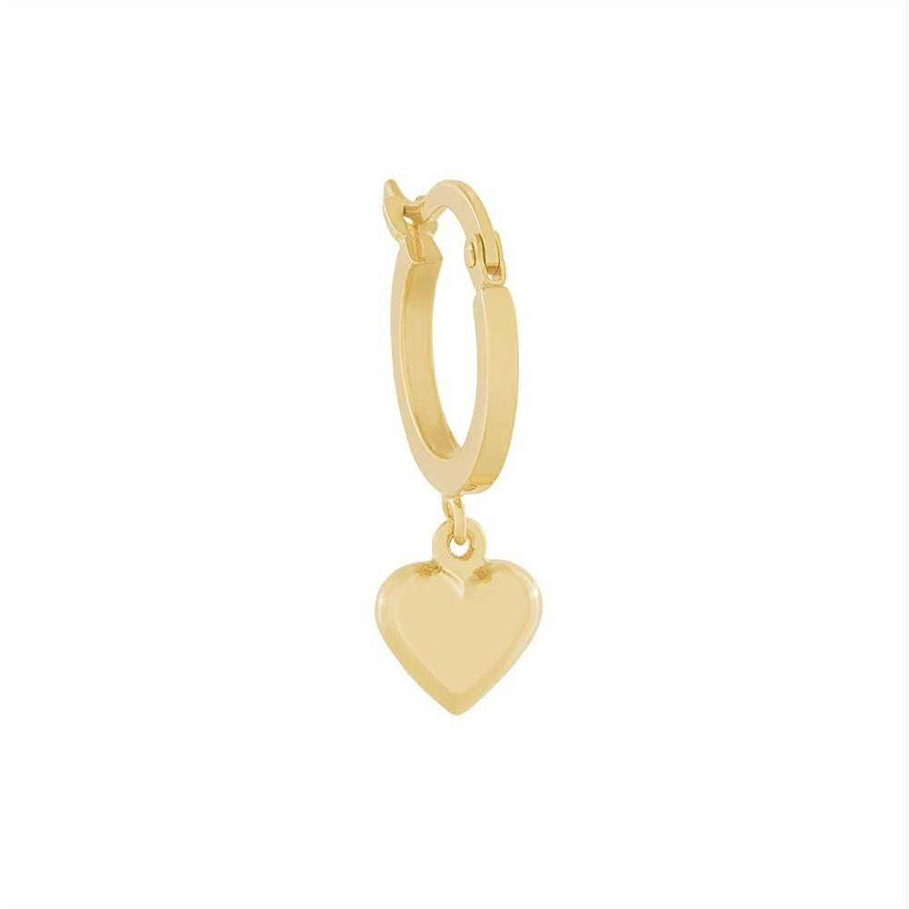 Heart Charm Hoop Earrings in 9kt Bonded Gold Silver Filled Earrings Bevilles 